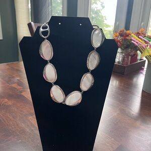 Vintage Elegant Silver and White Mother of Pearl Necklace